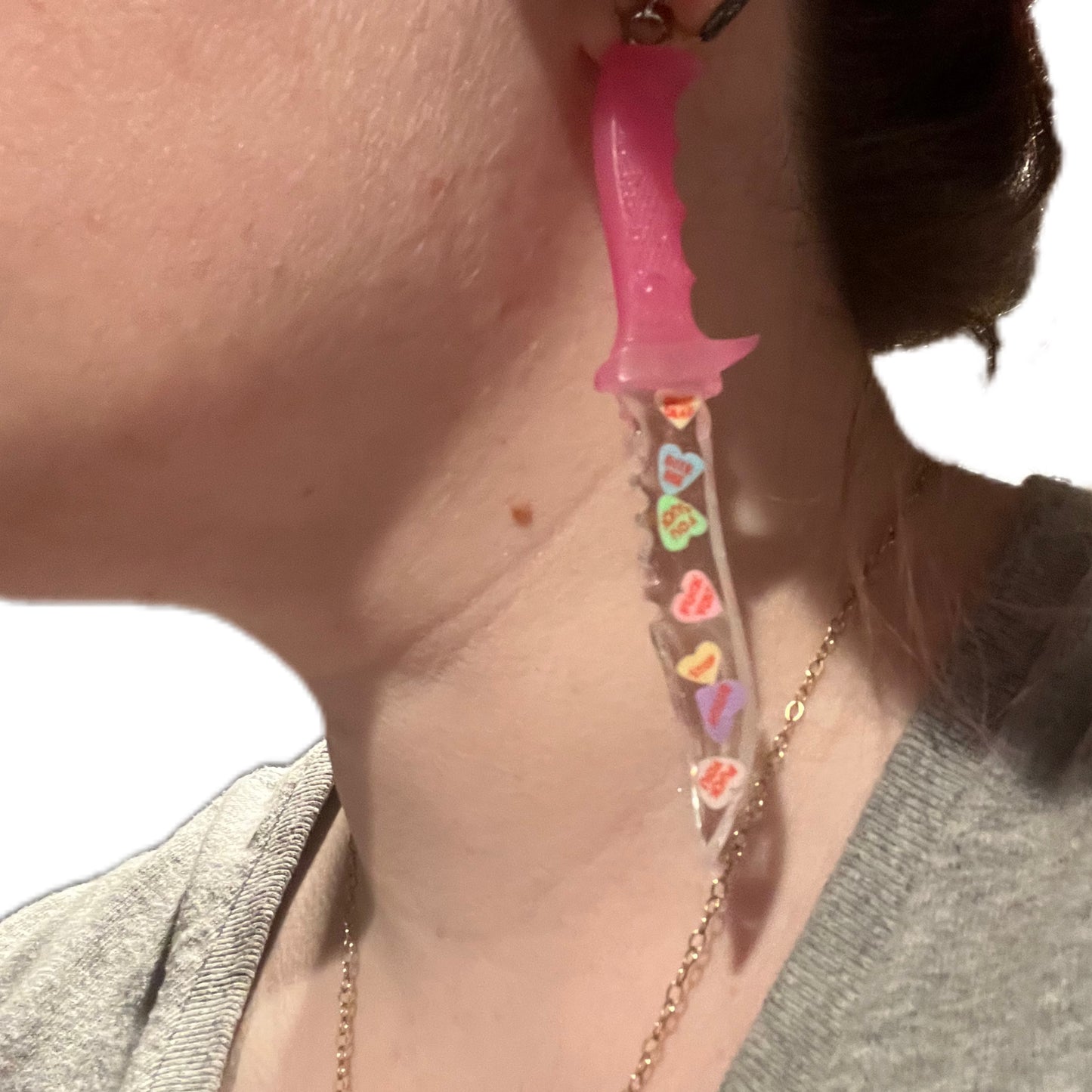 Anti Valentines Candy Dagger Dangle Earrings