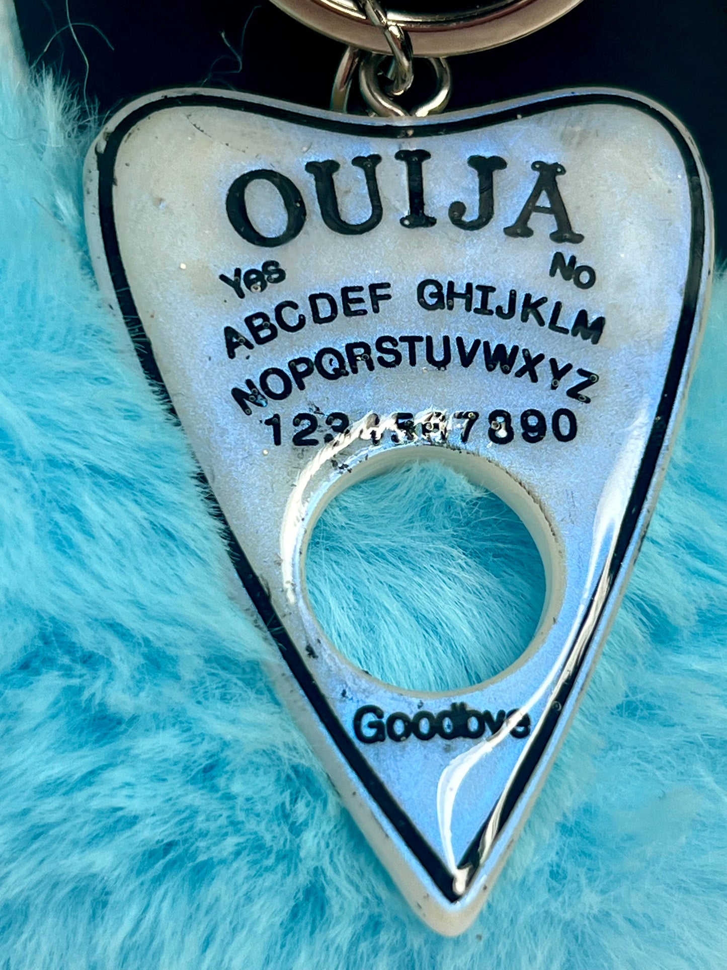 Ouija Planchette with Heart Puff Keychain
