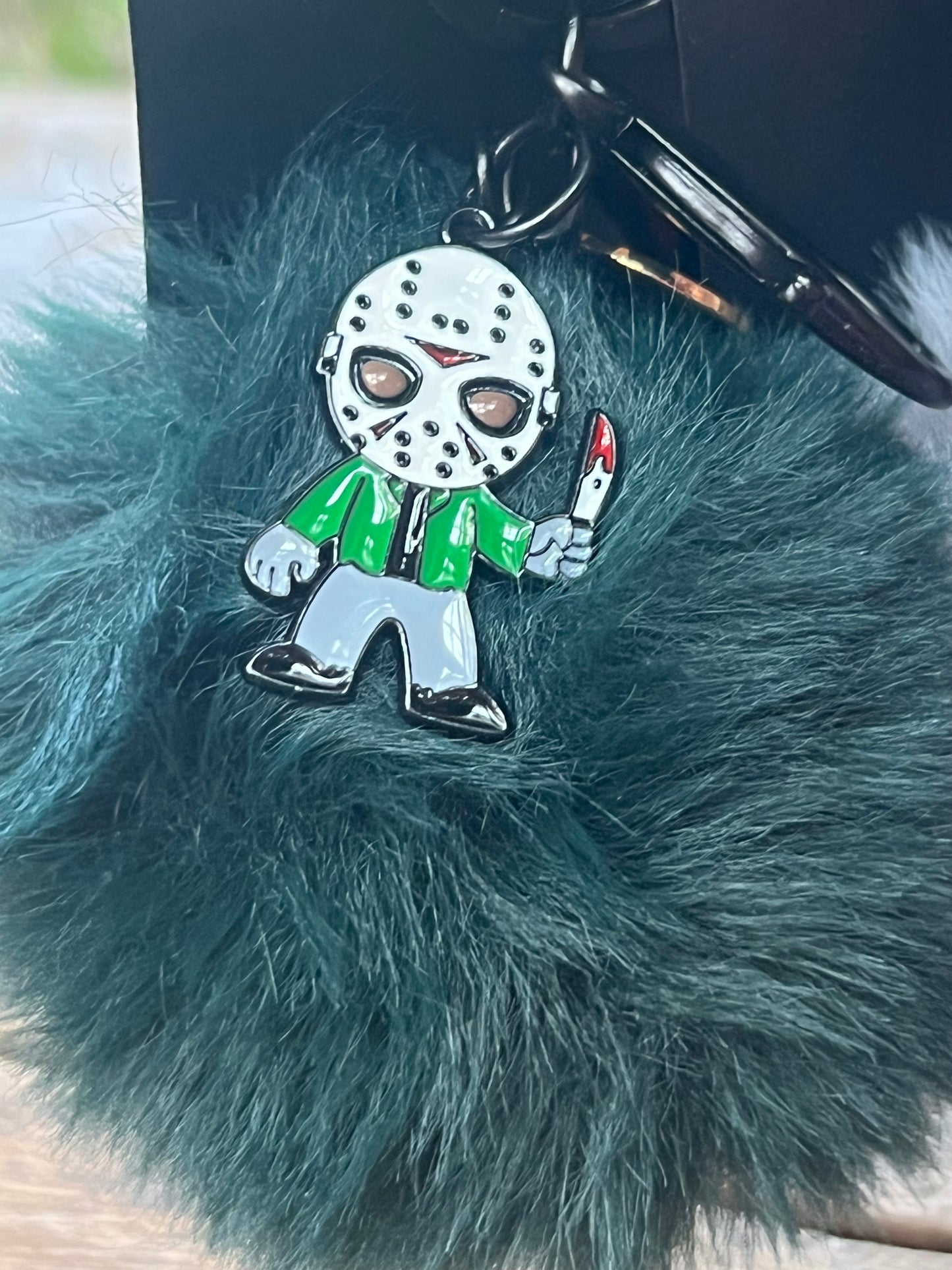 Horror Movie Keychain with Pompom and Spooky Charms
