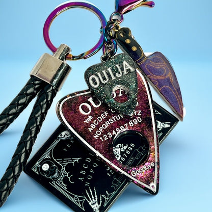 Ouija Board Keychain with Wristlet and Spooky Charms