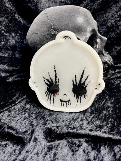 Black Metal Baby Kewpie with Corpse Paint Decorative Tray