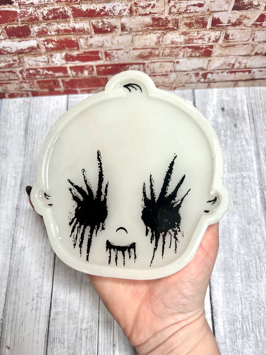 Black Metal Baby Kewpie with Corpse Paint Decorative Tray