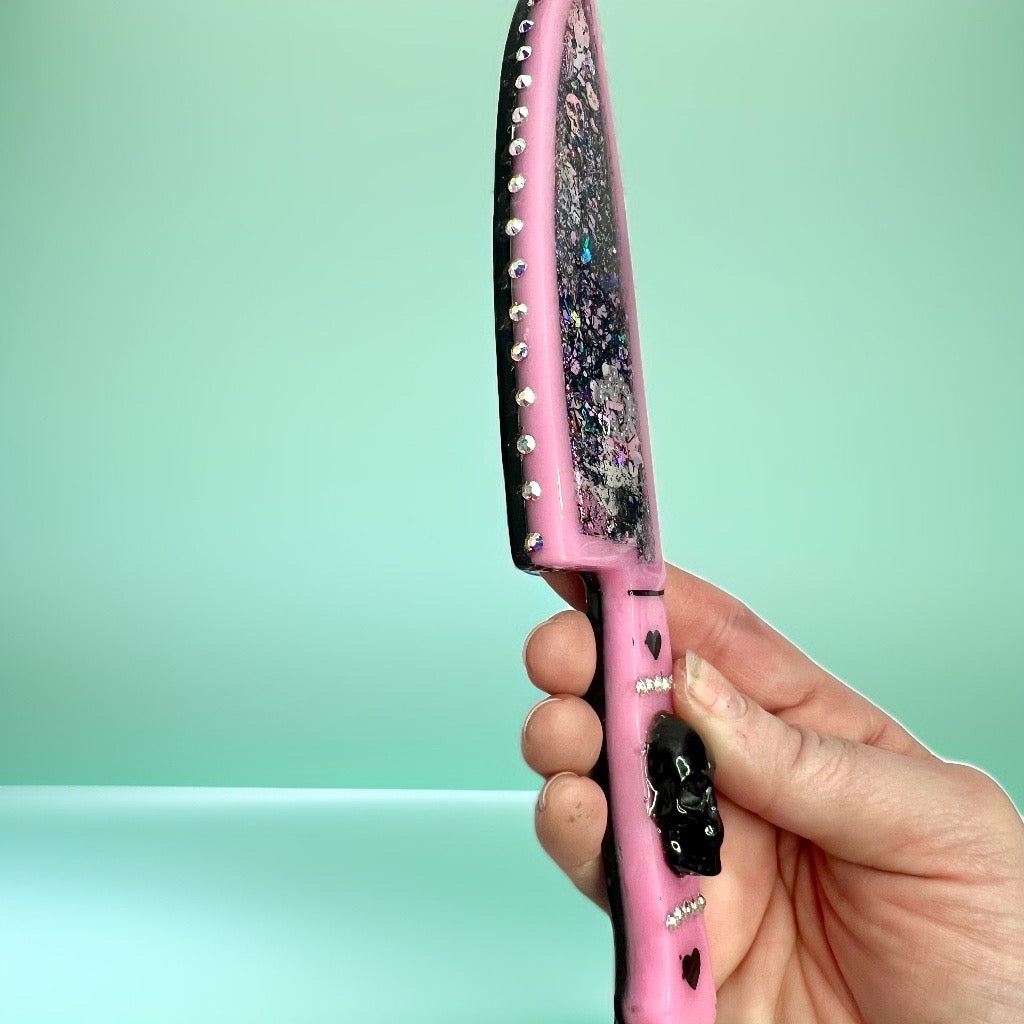 Pink Chunky Glitter Shaker Snow Globe Stress Relief Stim Toy Fake Dagger
