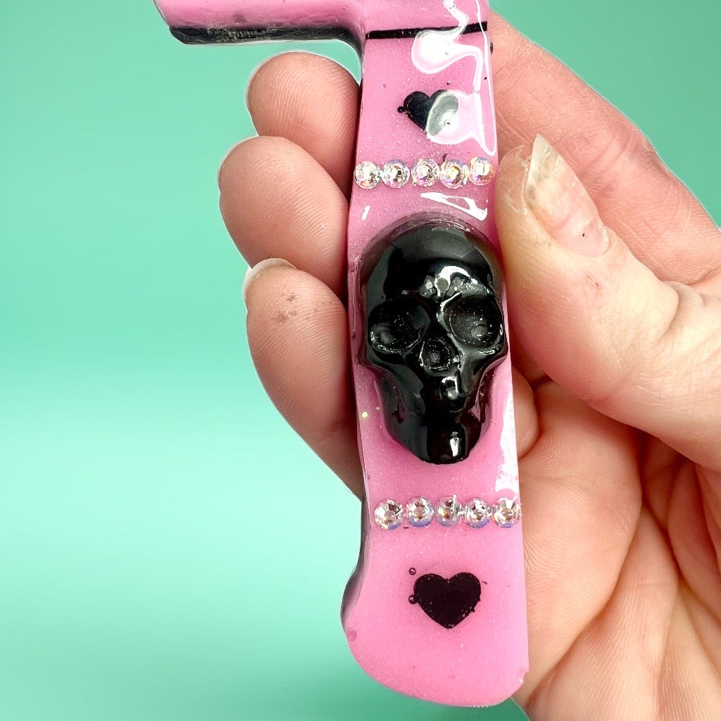 Pink Chunky Glitter Shaker Snow Globe Stress Relief Stim Toy Fake Dagger